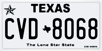 TX license plate CVD8068