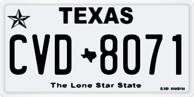 TX license plate CVD8071