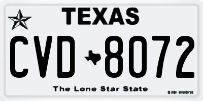 TX license plate CVD8072