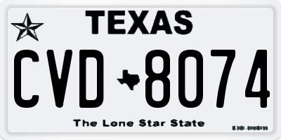 TX license plate CVD8074