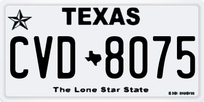 TX license plate CVD8075