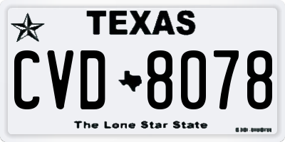 TX license plate CVD8078