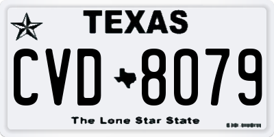 TX license plate CVD8079