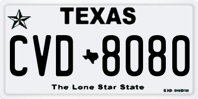 TX license plate CVD8080