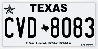 TX license plate CVD8083