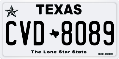 TX license plate CVD8089