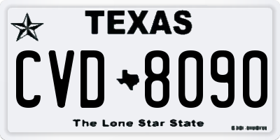 TX license plate CVD8090