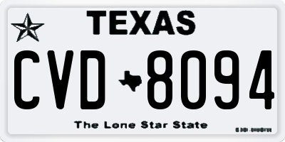 TX license plate CVD8094