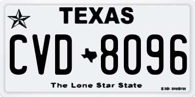 TX license plate CVD8096