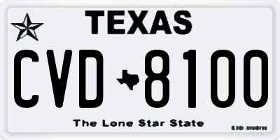 TX license plate CVD8100