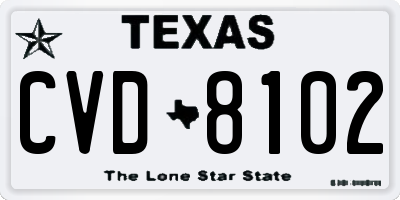 TX license plate CVD8102