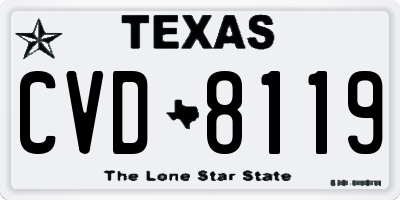 TX license plate CVD8119