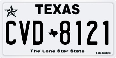 TX license plate CVD8121