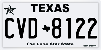 TX license plate CVD8122