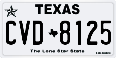 TX license plate CVD8125