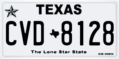 TX license plate CVD8128