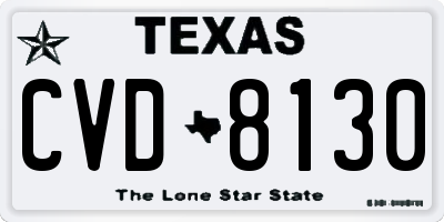TX license plate CVD8130