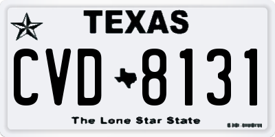 TX license plate CVD8131