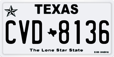 TX license plate CVD8136
