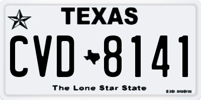 TX license plate CVD8141