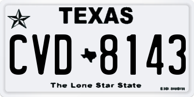 TX license plate CVD8143
