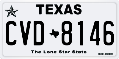 TX license plate CVD8146