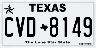 TX license plate CVD8149