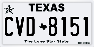 TX license plate CVD8151
