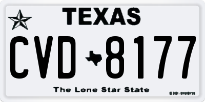 TX license plate CVD8177