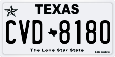 TX license plate CVD8180