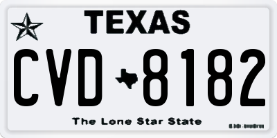 TX license plate CVD8182