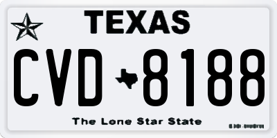 TX license plate CVD8188