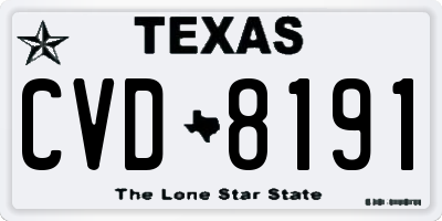 TX license plate CVD8191