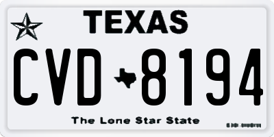 TX license plate CVD8194