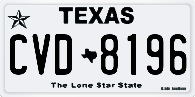 TX license plate CVD8196