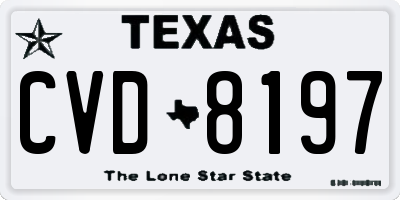 TX license plate CVD8197
