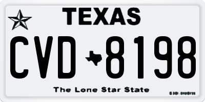 TX license plate CVD8198