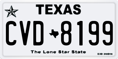 TX license plate CVD8199