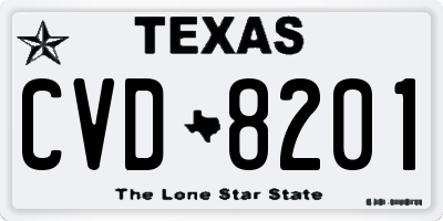 TX license plate CVD8201