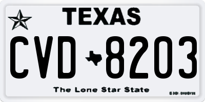 TX license plate CVD8203