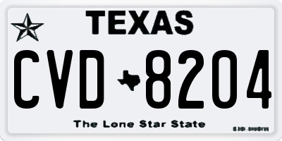 TX license plate CVD8204