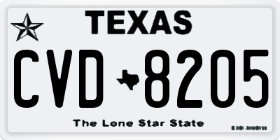 TX license plate CVD8205