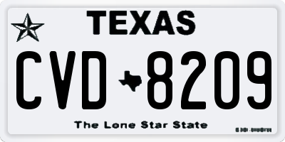 TX license plate CVD8209