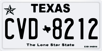 TX license plate CVD8212