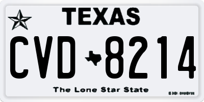 TX license plate CVD8214