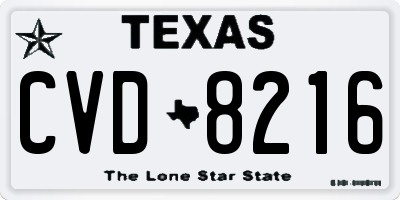 TX license plate CVD8216