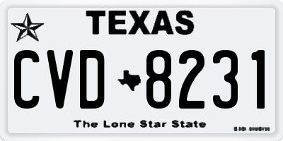 TX license plate CVD8231
