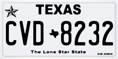 TX license plate CVD8232