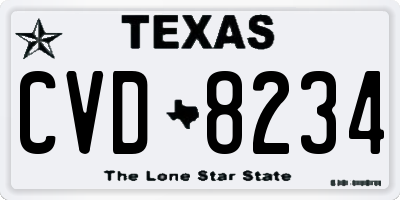 TX license plate CVD8234