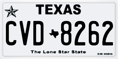 TX license plate CVD8262